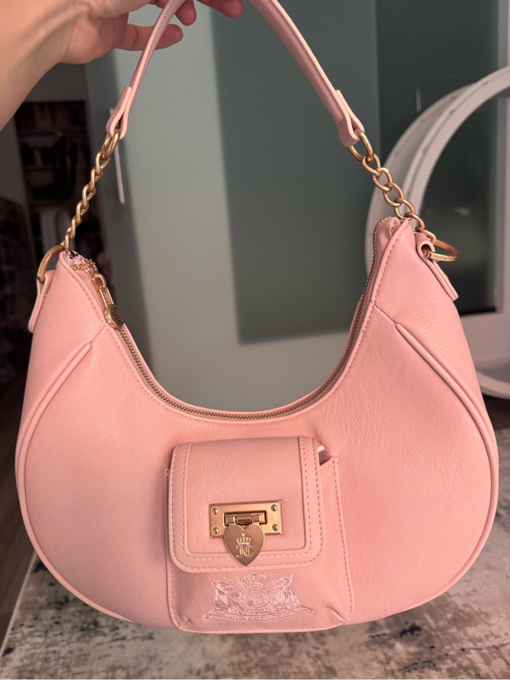 Pink Leather Juicy Couture Hobo Bag with Gold Hardware